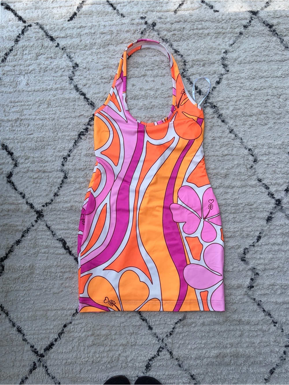 Women’s Vibrant Orange & Pink Floral One-Piece Dress